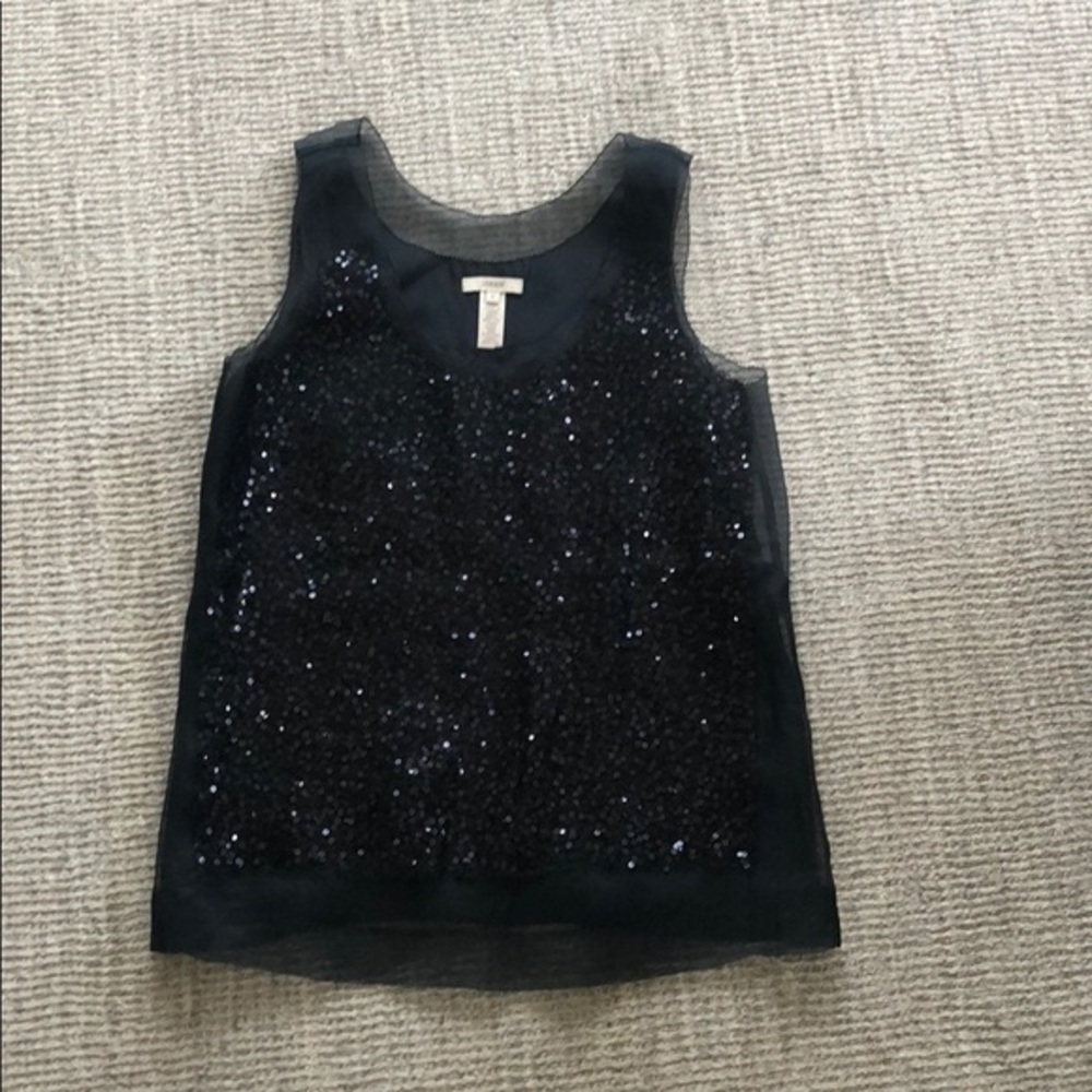 J. Crew Black Sequin Tank Top Size 6